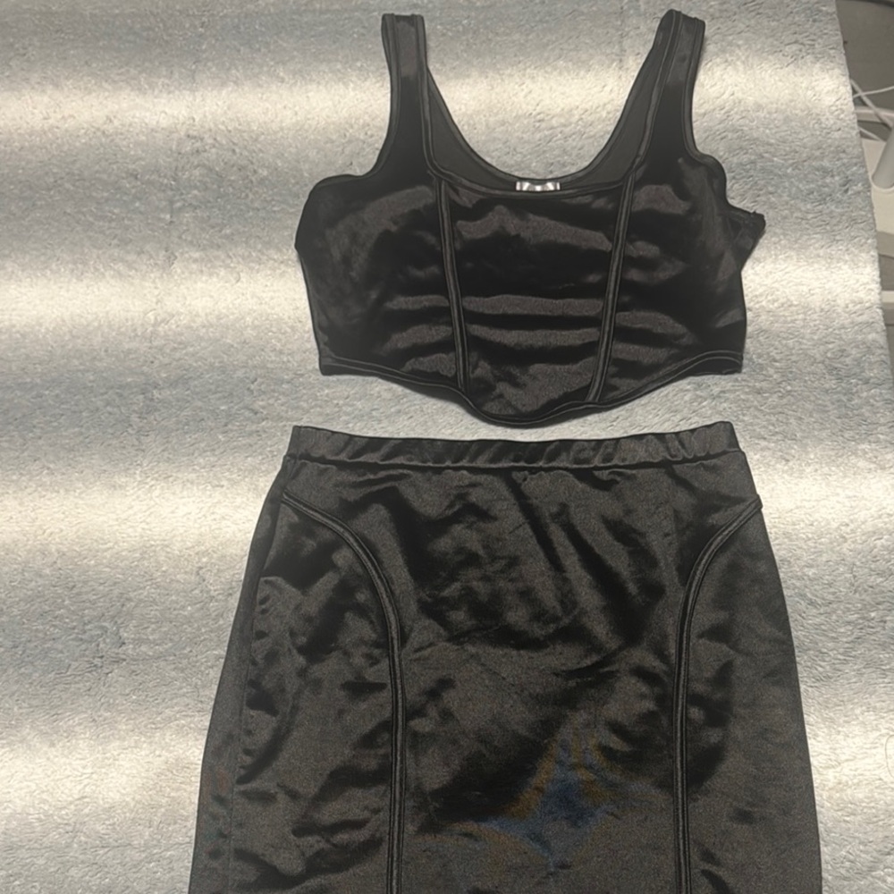 Black Mini Pencil Skirt Set
